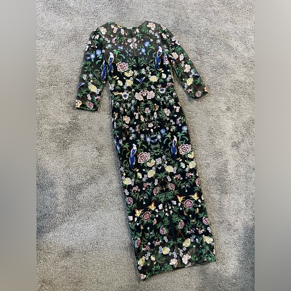 Marchesa Notte NEW Long Botanical Floral Embroidered Midi Maxi Dress Size 6 - Picture 16 of 16